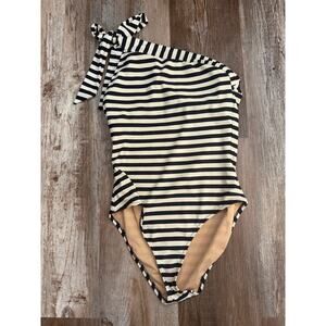 J. CREW One Shoulder One Piece Swimsuit Classic Stripe Navy White Women's 6